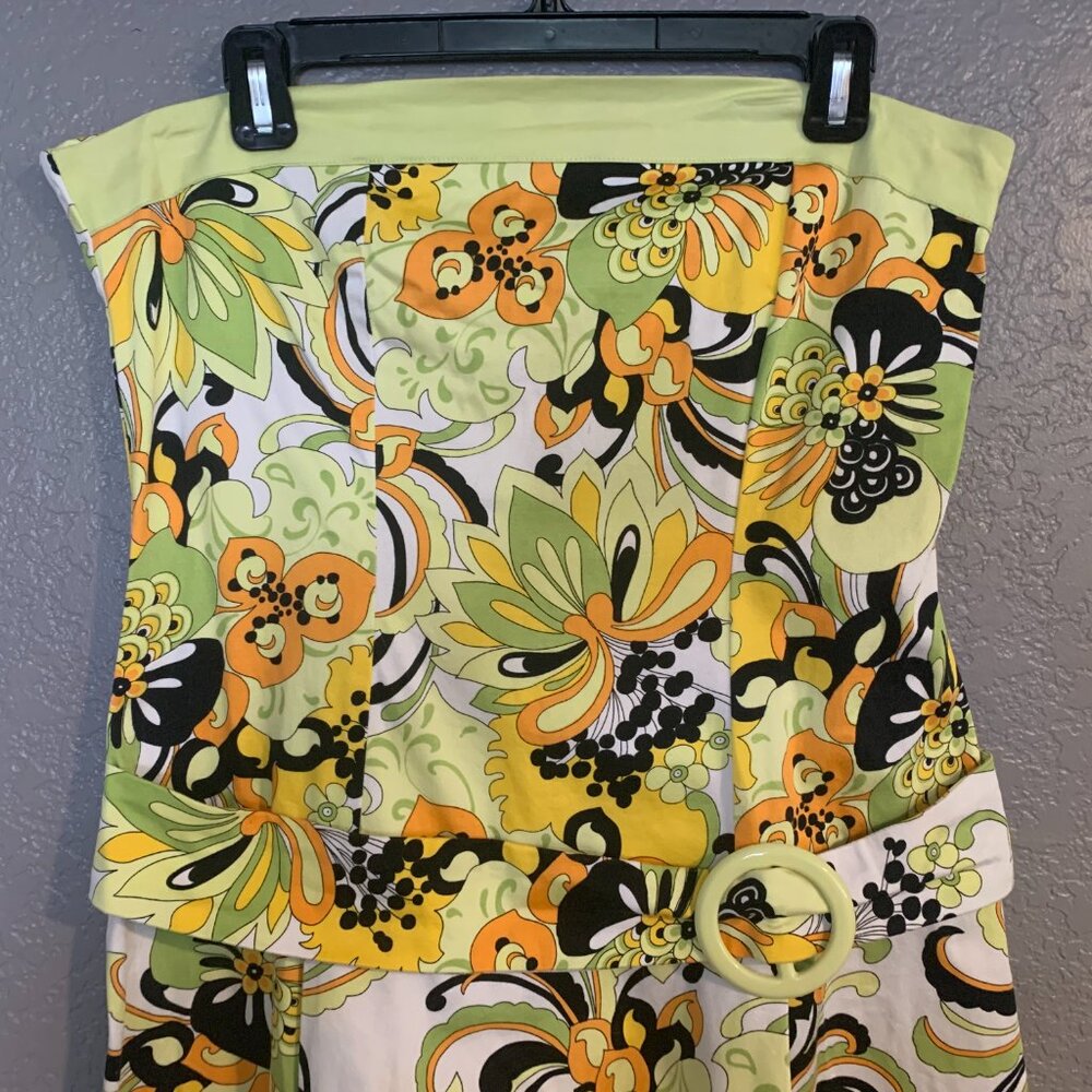 Metro Style Groovy 1990's Y2K Mod Psychedelic Vintage Retro Strapless Dress 10 - Picture 3 of 9